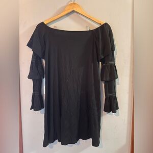 ASOS Black Long Sleeve Off-Shoulder Dress